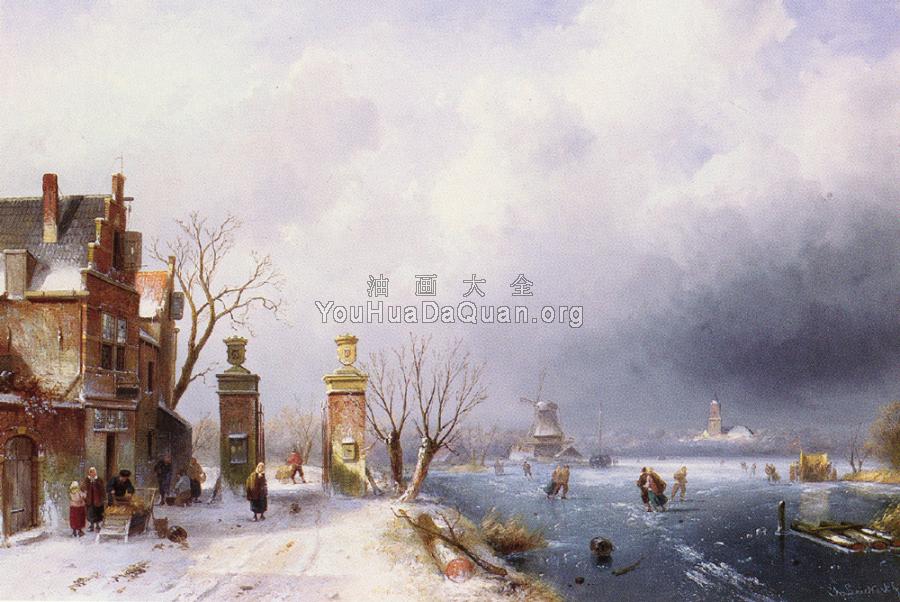 A Sunlit Winter Landscape - 查尔斯·亨利·约瑟夫·雷克尔特